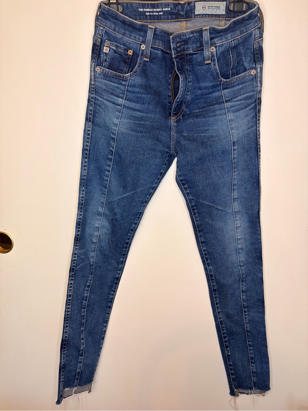 AG Adriano Goldschmied Farrah Skinny Ankle Jeans Womens 28 High Rise Raw Hem USA
